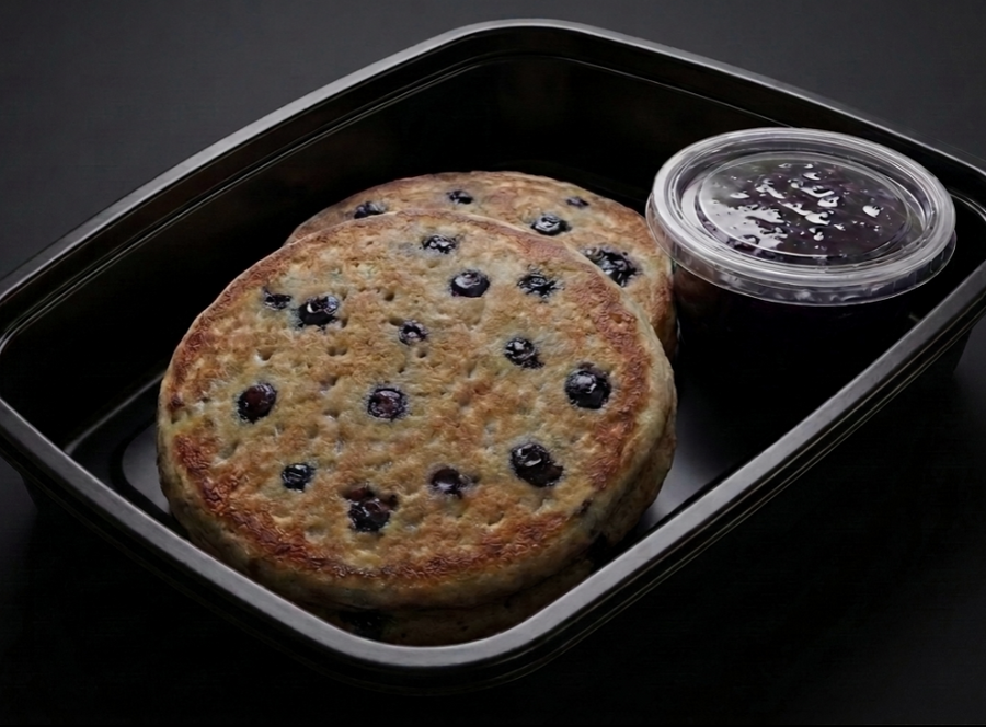 Blueberry Protein Pancakes - 2 Pancakes with Homemade Blueberry Syrup